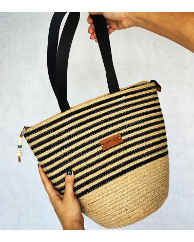 Bolso capazo yute/mixyutenegro L