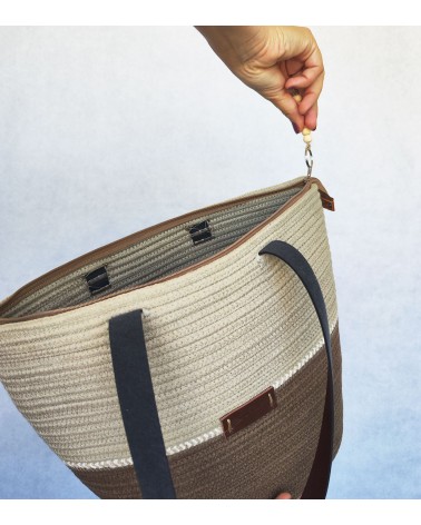 Bolso capazo marrón/beige