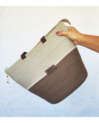 Bolso capazo marrón/beige