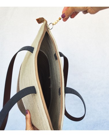 Bolso capazo marrón/beige