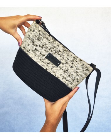 Bolso bandolero negro/mallanegro