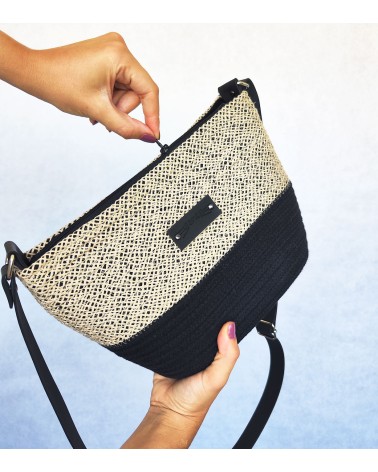 Bolso bandolero negro/mallanegro
