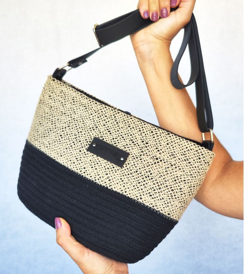 Bolso bandolero negro/mallanegro_Utopicat