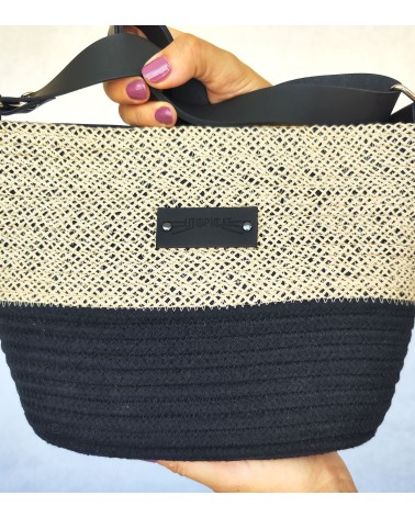 Bolso bandolero negro/mallanegro