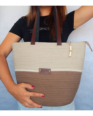 Bolso capazo marrón/beige