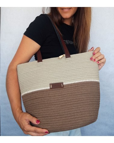 Bolso capazo marrón/beige