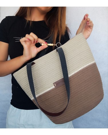 Bolso capazo marrón/beige