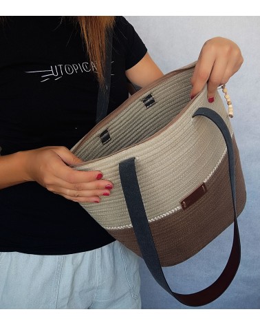 Bolso capazo marrón/beige