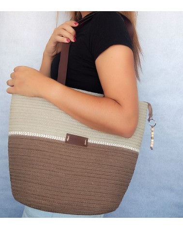 Bolso capazo marrón/beige