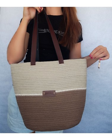 Bolso capazo marrón/beige