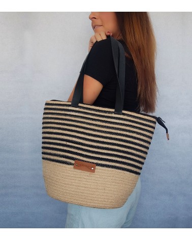 Bolso capazo yute/mixyutenegro L