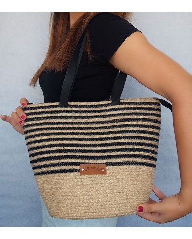 Bolso capazo yute/mixyutenegro L