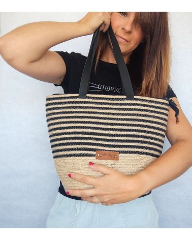 Bolso capazo yute/mixyutenegro L