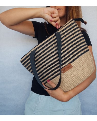 Bolso capazo yute/mixyutenegro L