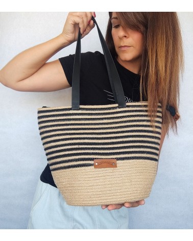 Bolso capazo yute/mixyutenegro L