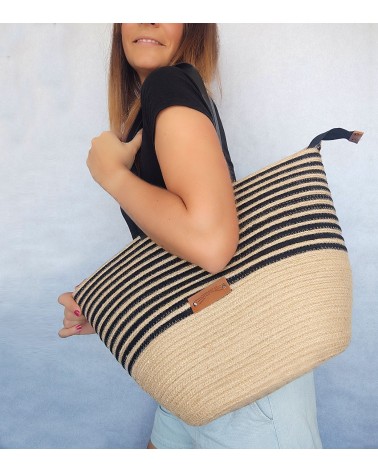 Bolso capazo yute/mixyutenegro XL