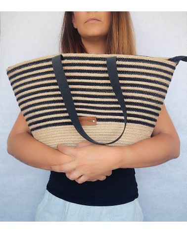 Bolso capazo yute/mixyutenegro XL