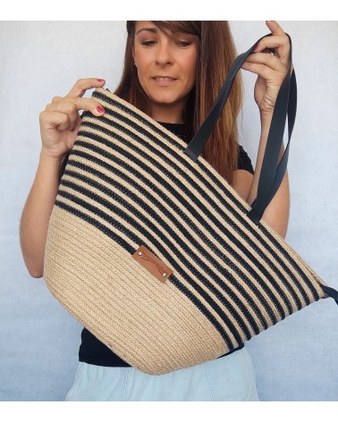 Bolso capazo yute/mixyutenegro XL