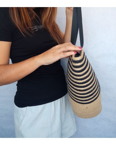 Bolso capazo yute/mixyutenegro XL