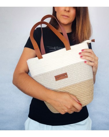 Bolso capazo yute/beige&crudo/crudo