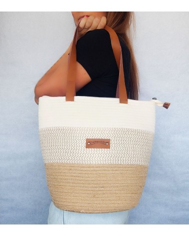 Bolso capazo yute/beige&crudo/crudo