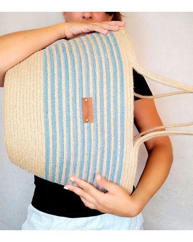Bolso capazo yute/mixyuteceleste XL