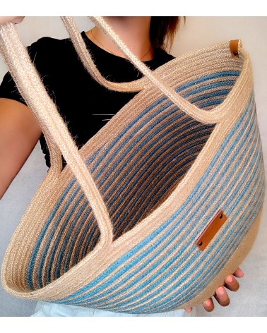 Bolso capazo yute/mixyuteceleste XL