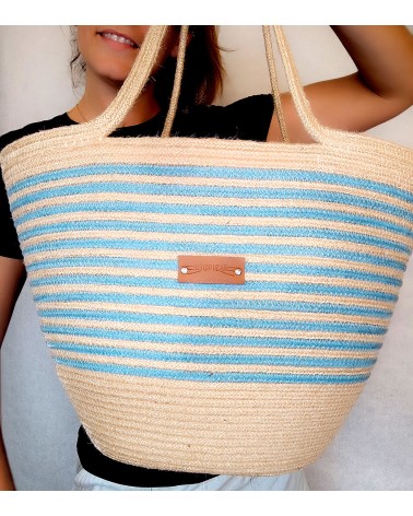 Bolso capazo yute/mixyuteceleste XL