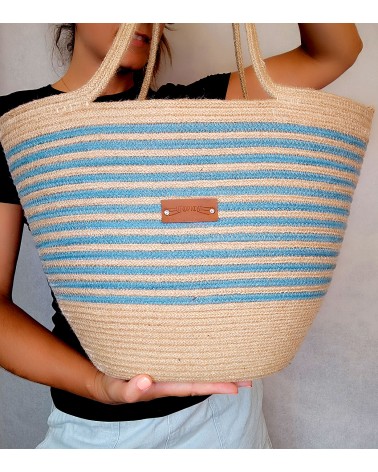 Bolso capazo yute/mixyuteceleste XL