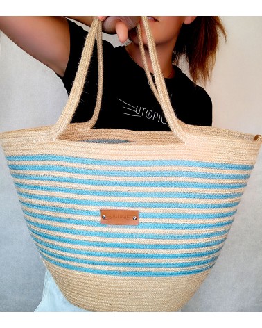 Bolso capazo yute/mixyuteceleste XL
