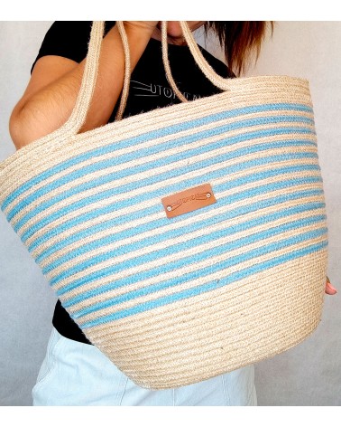 Bolso capazo yute/mixyuteceleste XL