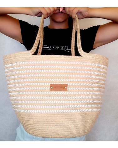 Bolso capazo yute/mixyutebeige&crudo XL