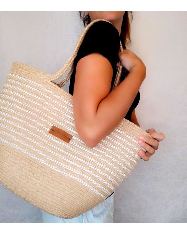 Bolso capazo yute/mixyutebeige&crudo XL