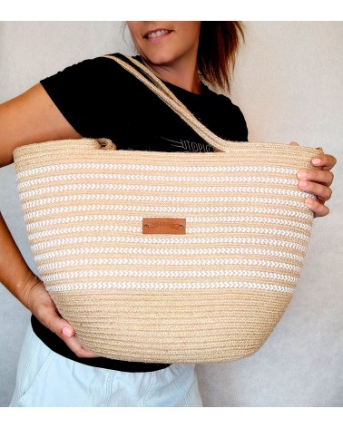 Bolso capazo yute/mixyutebeige&crudo XL