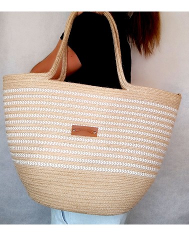 Bolso capazo yute/mixyutebeige&crudo XL